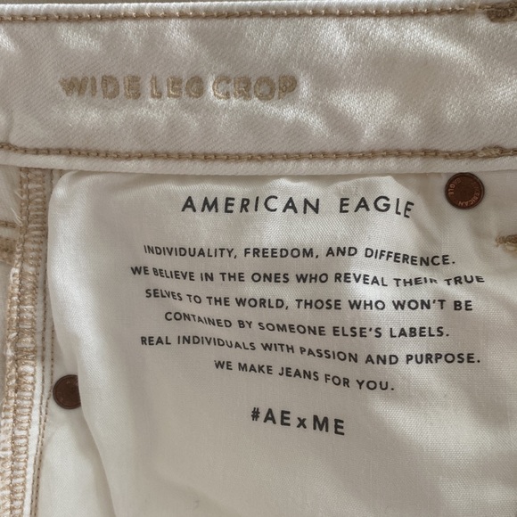 American Eagle White Wide Leg Cropped Jeans 4 Tall - Picture 10 of 10